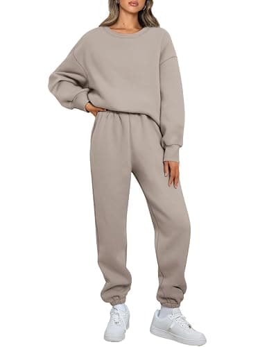 AUTOMET Womens 2 Piece Outfits Sweatsuit Lounge Sets Oversized Sweatshirt Baggy Sweatpants Fall Fashion with Pockets - Image 1