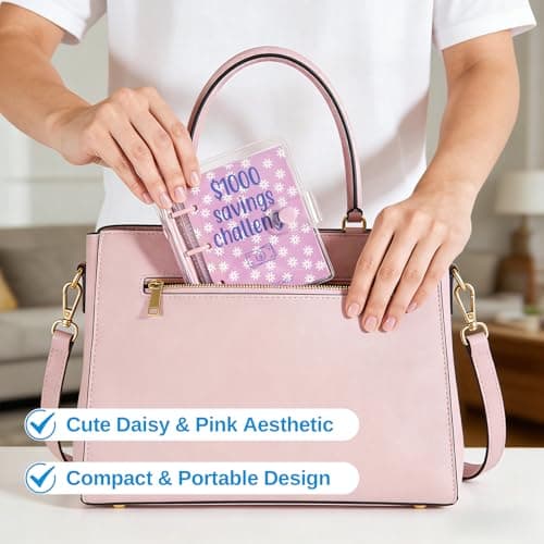 Legrape $1000 Savings Challenge Binder, 2 Pack Mini Money Saving Binder with Cash Envelopes, Reusable Money Organizer Binder Savings Challenge Book,ClearPink thumbnail 4