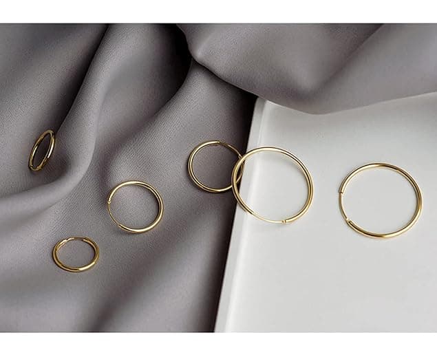 Bo Win 4 Paar 925er Sterling Silber Creolen für Damen Silber Gold thumbnail 3