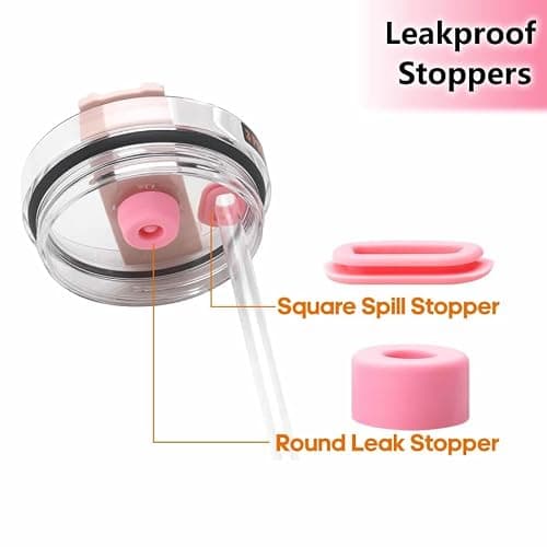 Stanley Cup Accessories Set of 6 PCS, Pink Glitter Letter Theme with Keychain, Butterfly Straw Topper, Silicone Boot, Patch & Cup Decor Kit,Water Bottle Carrier Set (Tumbler Not Included) thumbnail 4