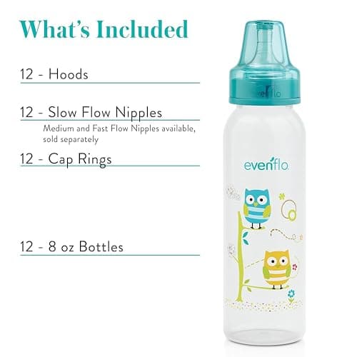 Evenflo Feeding Classic Prints Polypropylene Bottles for Baby, Infant and Newborn - Blue/Green/Teal, 8 Ounce (Pack of 12) thumbnail 6