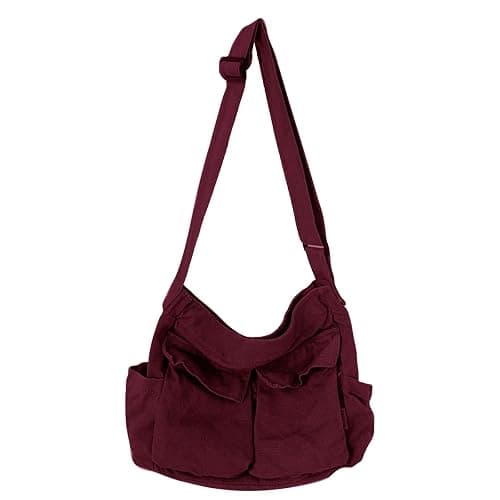 Canvas Messenger Bag Large Hobo Crossbody Bag with Multiple Pockets Casual Shoulder Tote Bag for Women and Men - Image 1