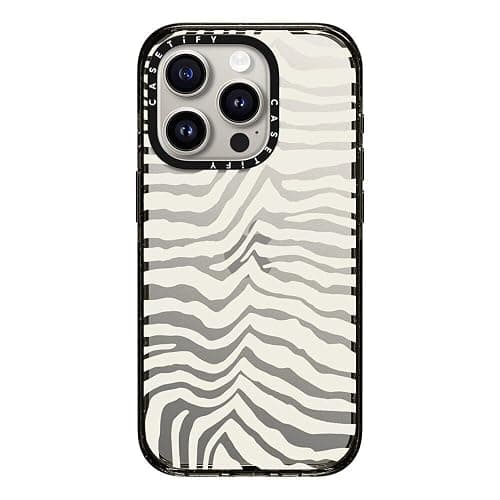 CASETiFY Impact iPhone 15 Pro Case [4X Military Grade Drop Tested / 8.2ft Drop Protection] - Zebra Stripe - Clear Black - Image 1