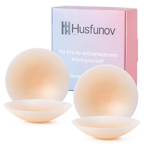 Nipple Covers for Women-2 Pairs, Sticky Bra, Adhesive Pasties for Dress | Skin-friendly Silicone Material, Ultra-thin, Reusable After Hand Washing, Extra Round Cloth Pad - Image 1
