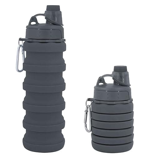 YCTMALL Collapsible Water Bottles Travel water bottle Sports Portable Sport Water Bottle Reusable Water Bottles comes with mountaineering Buckle 500ml silicone Water-proof camping water bottle thumbnail 2