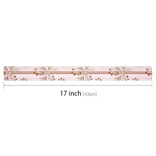 LeZakaa Christmas Wrapping Paper Roll, Pink Red Bow Berry Green Solid Color Design Holiday Gift Wrap for Kids Girls Women, Watercolor Style for Christmas Party Present, Mini Roll 17" x 16.4 ft thumbnail 8