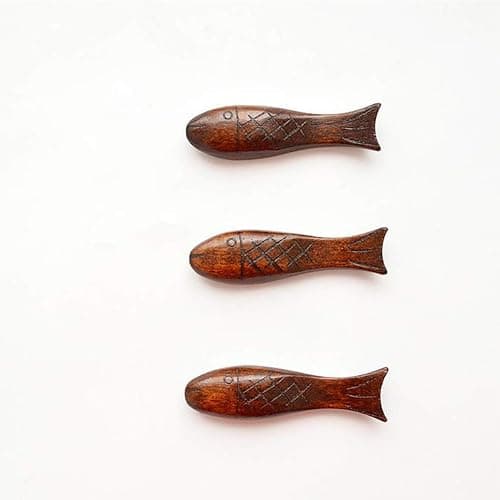 SHERCHPRY Japanese Style Small Fish Wood Chopsticks Holder Rest Set 6Pcs Handmade Round Drum Design for Chopsticks Forks Spoons Tableware thumbnail 8
