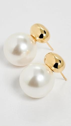 SHASHI Women's Gold Pearl Stud Drop Earrings, Pearl, One Size thumbnail 3