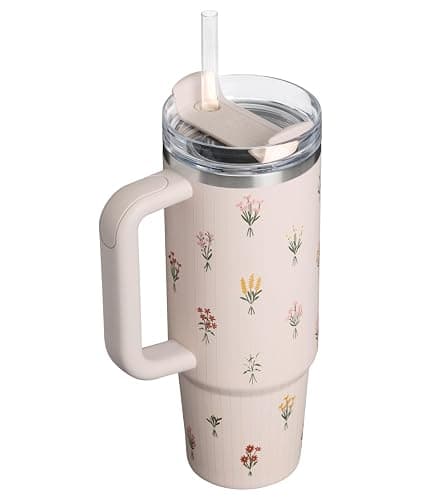 STANLEY Quencher H2.0 Tumbler with Handle and Straw | Cup Holder Compatible | Insulated Stainless Steel Cup | Mother's Day | BPA-Free | 30 oz | Rose Quartz Bouquets thumbnail 4