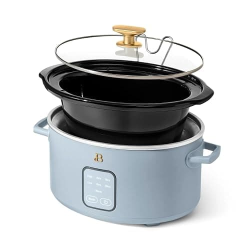 Beautiful 4-Quart Slow Cooker with Touch-Activated Display, Programmable Digital Controls, Removable Non-Stick Pot, Keep Warm Function, by Drew Barrymore (Cornflower Blue) thumbnail 7