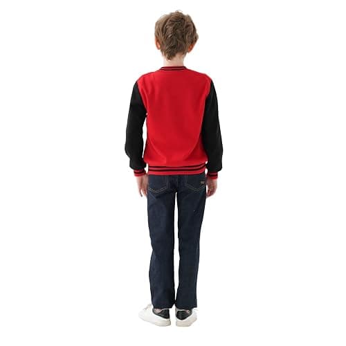 DGSYSHML Kids Baseball Jackets Boys Girls Team Uniform Varsity Jacket Everyday Casual School Cotton Classic Clothing - 12 Years - Red thumbnail 3