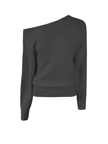 Verdusa Womens Off The Shoulder Sweater Cinched Waist Asymmetrical Tops Cropped Sweaters Fall Outfits Loose Fit thumbnail 4