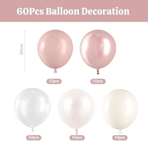 Luftballons Altrosa Beige 60 Stück Luftballons Geburtstag Rosa Beige Champagner Gold Helium Ballons, Retro Rosa Aprikose Latex Ballons für Mädchen Geburtstag Hochzeit Babyparty Deko thumbnail 3