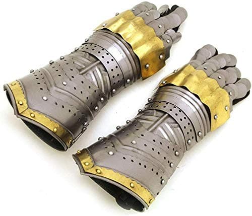 THOR INSTRUMENTS Armor Gauntlets Steel Gloves W/Brass Accents Armor Warrior Metal Pair Medieval Knight Costume Rustic Vintage Home Decor Gifts thumbnail 2