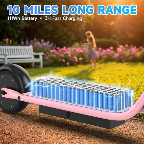 Electric Scooter for Kids Ages 6–14, Pink Electric Scooter, 250W Motor, Up to 10 Miles Range, 9 MPH, Lightweight Foldable Scooter for Girls thumbnail 6