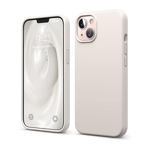 elago Compatible with iPhone 13 Case, Liquid Silicone Case, Full Body Screen Camera Protective Cover, Shockproof, Slim Phone Case, Anti-Scratch Soft Microfiber Lining, 6.1 inch (Stone) - Image 1