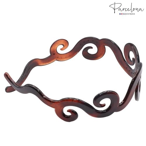 Parcelona French Swirls Wide 1.5" Tortoise Shell Celluloid Acetate Flexible No Slip Sturdy and Durable Hair Clips Hair Headband for Women and Girls, Made in France thumbnail 6