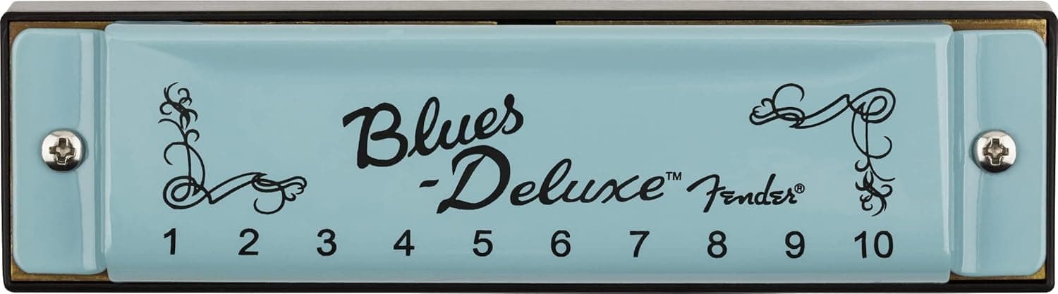 Fender Blues Deluxe Harmonica, Stocking Stuffers, Guitar Accessories, Key of C 10 Holes, Includes Hard Plastic Carrying Case, Daphne Blue thumbnail 6