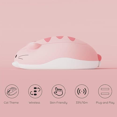 Akko Cat Theme Wireless Gaming Mouse Pink, Tri-Mode Mouse BT3.0/BT5.0/2.4G, Cute Optical Cordless Cartoon Mice for Computer/Laptop/Desktop/PC, Compatible with Mac/Win (Pink Angie) thumbnail 8