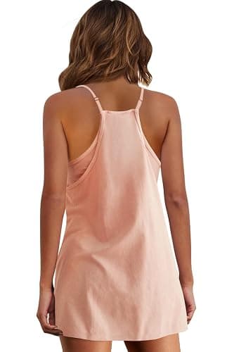 Panadila Womens Summer Sleeveless Mini Dress V Neck Spaghetti Strap Sundress Athletic Short Dress with Pockets thumbnail 4