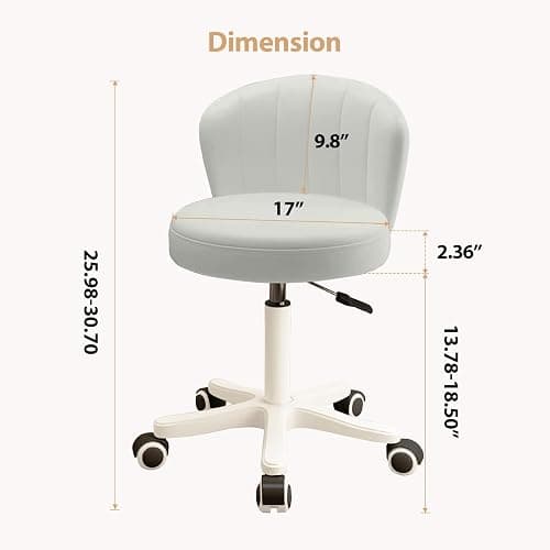 HDHNBA Small Desk Chair Round Rolling Chair with Back PU Leather Height Adjustable Swivel Vanity Work Computer Stool Chair for Home Office Bedroom thumbnail 2