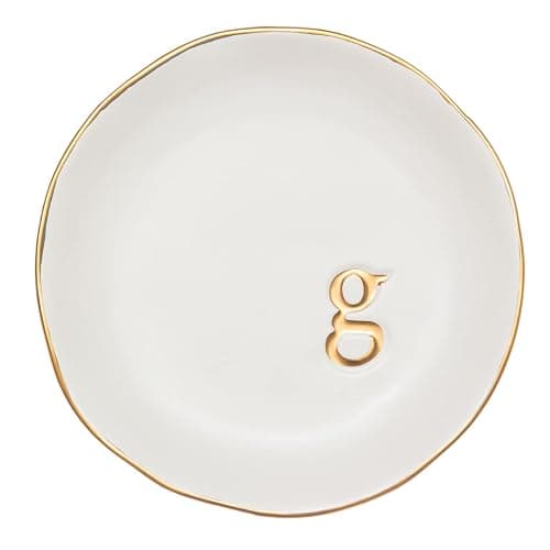 COLLECTIVE HOME - Ceramic Jewelry Tray, Decorative Trinket Dish for Rings Earrings Necklaces Bracelet Watch Keys, Birthday Mother's Day Christmas Gift for Women, 4.75", White Surface (G) - Image 1