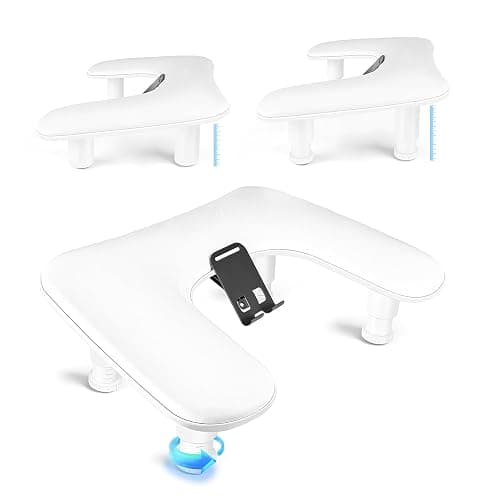 JODSONE U-Shaped White Manicure Arm Rest for Nails Tech with Rotating 360°Built-In Phone Holder and Adjustable Nail Arm Rest Detachable Manicure Hand Rest for Salon Design - Image 1