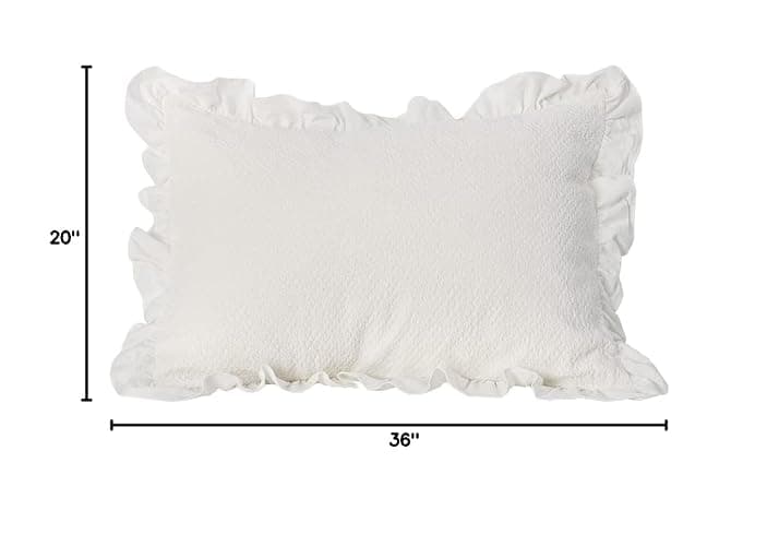 GLORY SEASON Pillow Shams Set of 2 Pure Cotton Champray Ruffled Edge,Thick and Solid Washed Dobby Heavy Fabric (King 20x36 inches) thumbnail 2