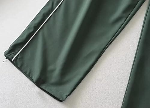 XPONNI Women's Y2K Track Pants - Baggy Parachute Pants (Dark Green, M, Medium) thumbnail 5