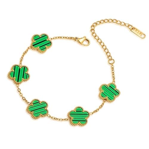 FLY FEI 18K Gold-Plated Four Leaf Clover Bracelet for Women,Adjustable lucky Bracelet Set Jewelry Gift-Hypoallergenic Charm for Birthdays, Wellness & Daily Wear - Image 1
