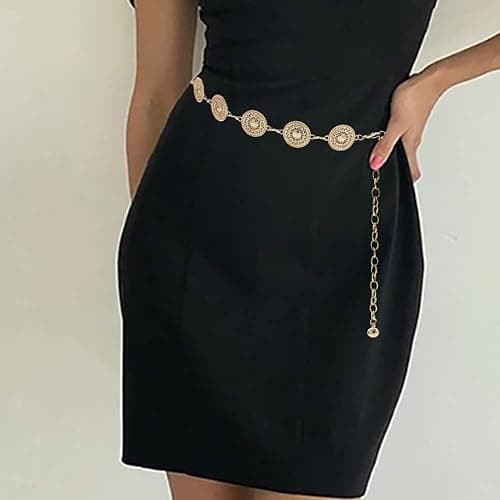 HIQUACC Women's Chain Belt Metal Waist Belt Chunky Belly Link Belt thumbnail 2
