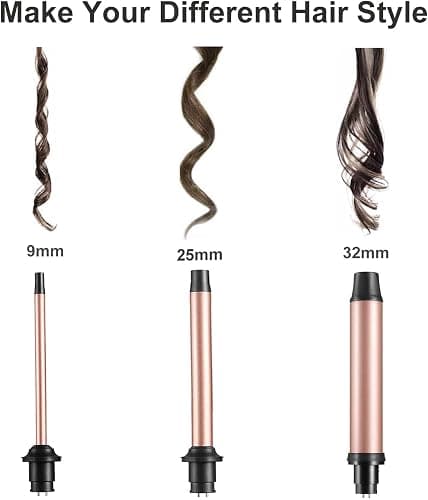 Fer à Boucler Boucleur a Cheveux Céramique Fer à Friser 3 en 1 avec LCD Écran pour créer de grosses vagues, Multifonction Interchangeable 9-32mm boucleur a cheveux avec Gant thumbnail 6