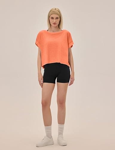 UNIANKIYA Open Back Workout Tops for Women Loose Fit Athletic Crop Tee Short Sleeve Gym Running Yoga Shirt thumbnail 3