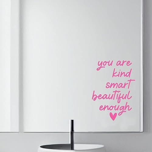 2 Pack Pink Mirror Decal Room Decor for Teen Girls, 3D Pink Bathroom Decor for Kids or Girls,Positive Affirmation Mirror Sticker thumbnail 2