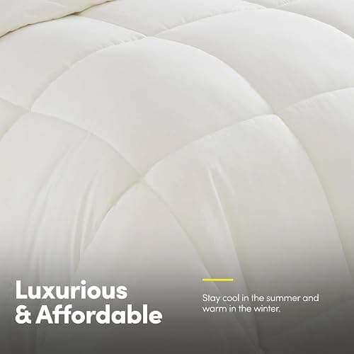 Sweet Home Collection 7 Piece Comforter Set Bag Solid Color All Season Soft Down Alternative Blanket & Luxurious Microfiber Bed Sheets, Ivory, Twin thumbnail 5