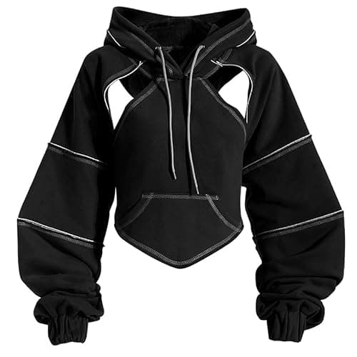 Pooyikoi Crop Hip Hop Hoodies Women Pullover Spring Autumn Cutout Backless Bandage Short Hooded Sweatshirt Tracksuit thumbnail 2