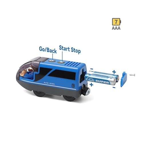 DSHMIXIA Battery Operated Train for Wooden Train Track Set Toys for Toddlers 3 4 5 Year Old Boys Kids Magnetic Couplings City Vehicle with Figures(Without Battery) thumbnail 4