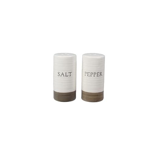 Young's Inc. Farmhouse Ceramic Salt and Pepper Shaker Set - Cute Kitchen Table Accessories and Decor, Small 3-Inch Modern White Rustic Dining Table Decor for Everyday Dining and Gift Giving - Image 1