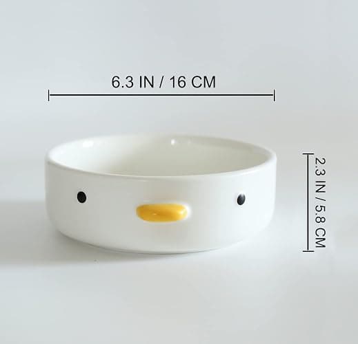 PURROOM Funny Cute Duck 6'' Salad Bowl, Handmade Glaze Chick Safety Ceramics Flat Bottomed Bowl, Home Family, Friend. thumbnail 3