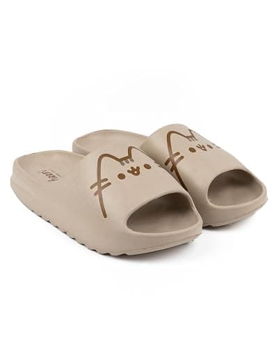Pusheen Womens Sliders | Ladies Brown Moulded Ridge Bottom Sandals | Cartoon Cat Beachwear Summer Shoes | Slip-on Footwear thumbnail 3