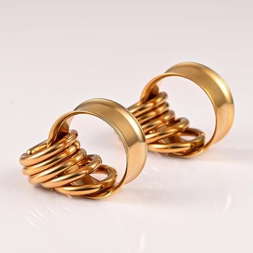 Atomhole 2PCS Ear Tunnels Plugs Gauges with 10PCS Nose Rings 316 Stainless Steel Hypoallergenic Earrings Expanders for Stretched Piercing Body Jewelry thumbnail 7
