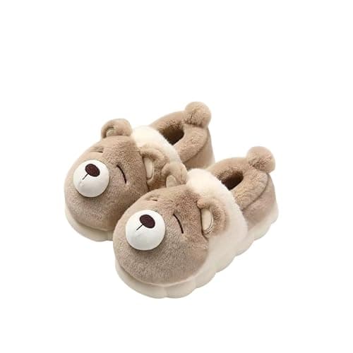 LMENGC plush bear slippers, memory foam sole, anti-skid, heat insulation, quilted design, neutral adult home indoor shoes - Image 1