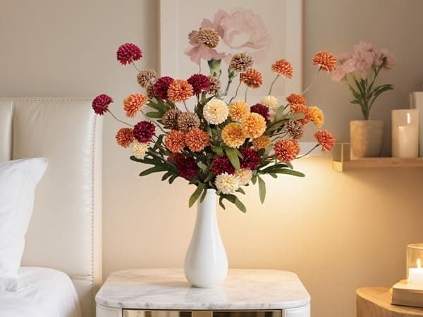 Cherica Fall Flowers Artificial for Decoration 10 Pcs Fake Mums Fall Decorations for Home, Faux Mums Artificial Flowers Autumn Decor Floral Stems, Fake Flowers for Vase Table Decor(No Vase) thumbnail 7