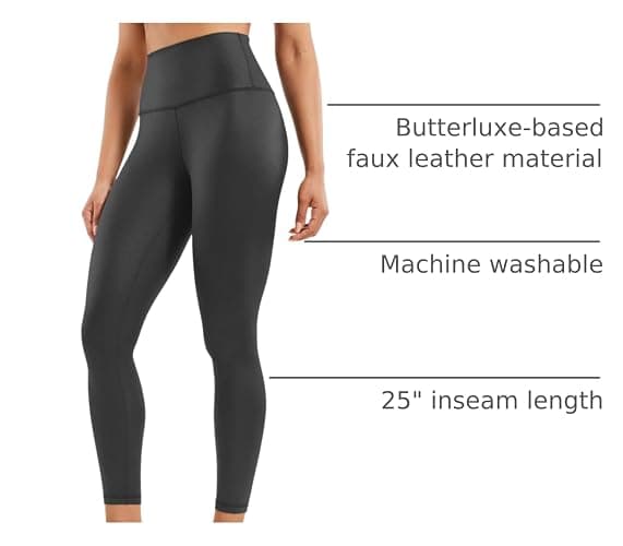 CRZ YOGA Matte Faux Leather Leggings 25" - Butterluxe High Waisted Stretch Ankle Leather Pants for Women Pleather Tights thumbnail 4