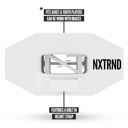 Nxtrnd Two Football Mouth Guard, Football Mouthpiece with Strap, Fits Adult & Youth (White) thumbnail 3