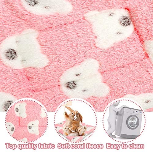 Jetec 3 Pcs Guinea Pig Beds, Fleece Small Animal Mats, Bear, Light Pink | 10 x 11 in Soft Double Sided Fleece Pad for Rabbit, Hamster, Chinchilla, Rat, Warm Hideout, Cozy Small Animal Cage Bed thumbnail 6