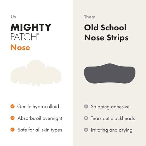 Mighty Patch Nose Pimple Patches from Hero Cosmetics, Large Hydrocolloid Pore Strips, Dermatologist Approved, Overnight, Pimple Stickers to Absorb Acne Nose Gunk, 10 Count thumbnail 6