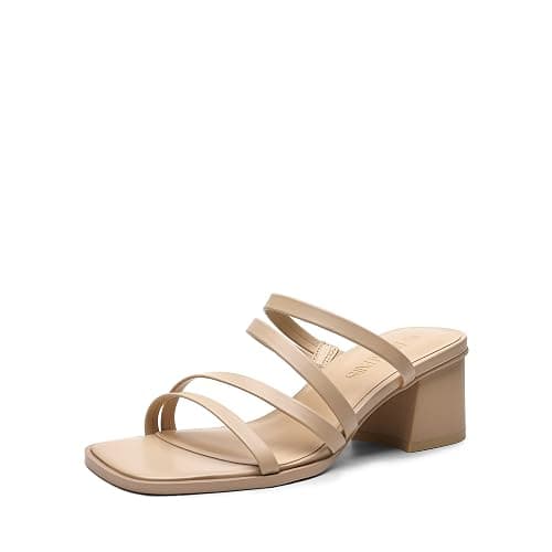 DREAM PAIRS Women's Strappy Heels Block Open Toe Low Heel Chunky Mules Sandals Dress Shoes - Image 1