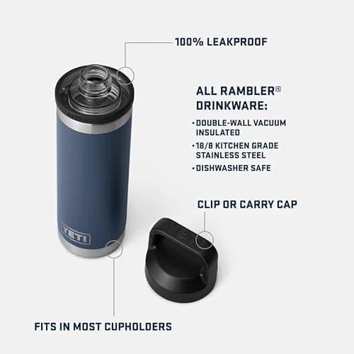 YETI Rambler Bottle Chug, Vaccum Insulated Stainless Steel Bottle with Leakproof Chug Cap, Black, 18 oz (532 ml) thumbnail 5