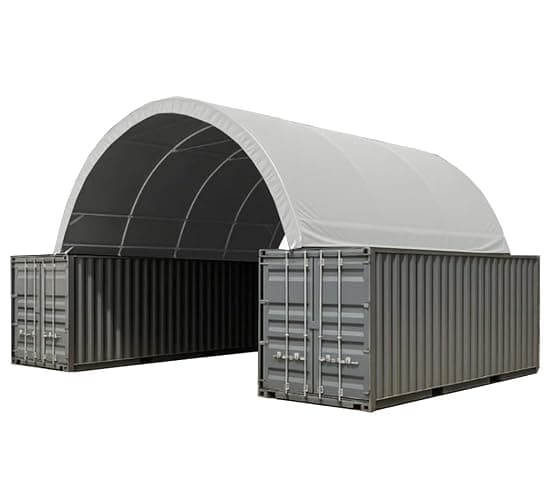 Mytee Products 40'(L) x 40'(W) Shipping Container Canopy Shelter - 21 Oz 610 GSM PVC Dark Gray Cover Storage Container Roof with No End Walls - Durable & Weather-Resistant - Image 1